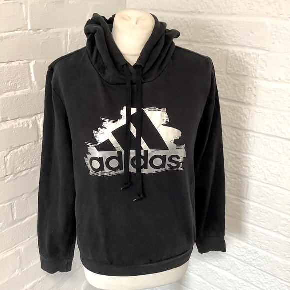 Adidas Tops - Adidas Hoodie - Size S 8-10 - Black - Cotton - P2P 20”